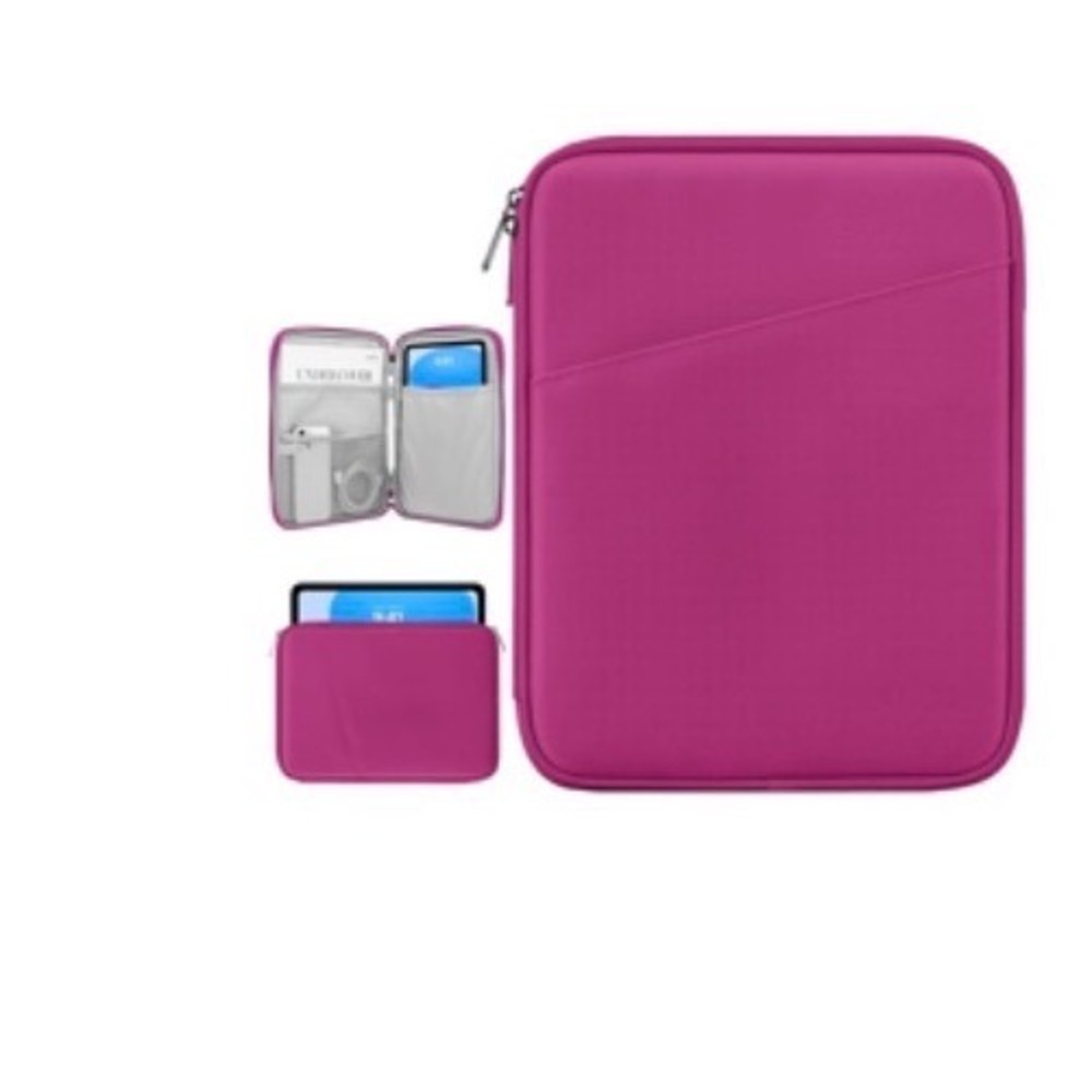 Pink Canvas Tablet Sleeve‎ Organizer Case Universal 11 Inch Padded Zip Folio 001